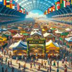 DALL·E 2024-01-04 16.10.12 - A vibrant and diverse scene titled World of Beer. The image depicts a large, bustling international beer festival set in an expansive outdoor area. .png